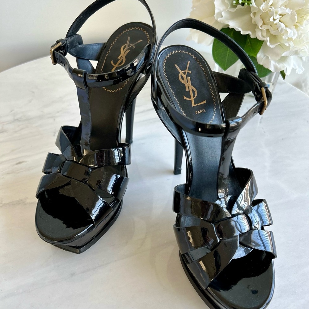 Yves Saint Laurent Black Patent Leather Women's Heels